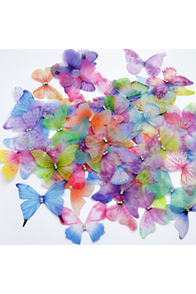 Choice Random mixed Mixed Bulk 20pcs Approx2"(50mm) Organza Butterfly Two Lay...
