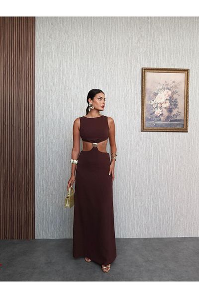 ESRAHELVACI Rochie decoltată în talie cu accesorii Oyster