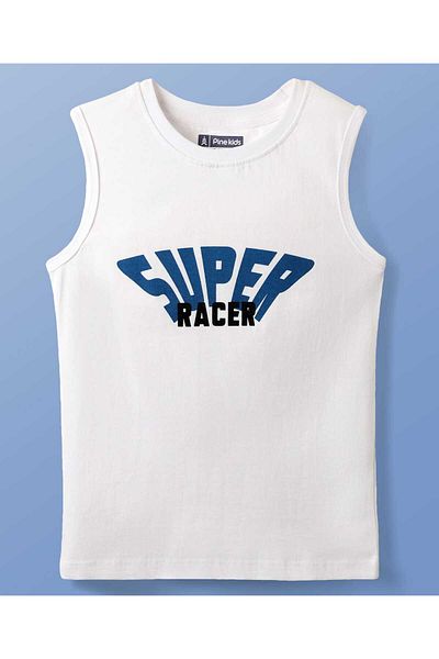 Pine kids Pine Kids Cotton Woven Half Sleeve Checks Shirt Sleeveless Text T-Shirt-Light Blue White & Navy Blue
