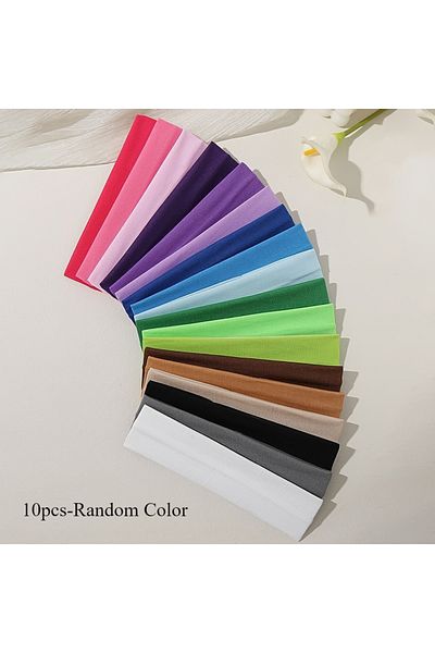 Choice 10pcs Color random 10 pieces of women's elastic headband, anti slip, sweat absorbing, suitable for y