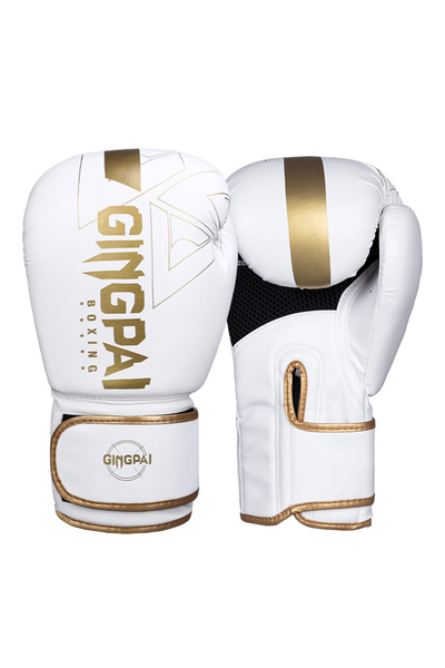 Choice قفازات ملاكمة احترافية من الذهب الأبيض XB 6 أونصة 6/8/10/12/14 أونصة من مادة البولي يوريثان لملاكمة المواي تاي MMA الاحترافية للكيك بوكسينج A