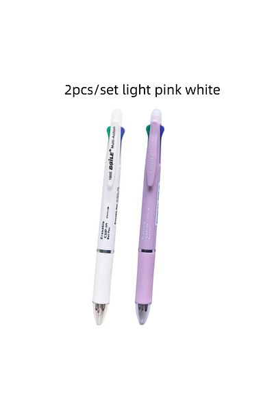 Choice light pink white set Creative 5 In 1 Multicolor Erasable Gel Pens, 4 Colors 0.7mm Replaceable Pen Re