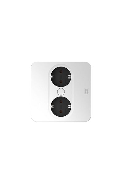 Bachmann TWIST 2 square built-in multi-socket, 2 sockets and 2m cord, matt white
