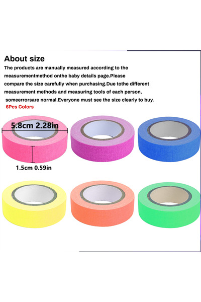 Choice 15 مم × 5 م لون 6 لفات شريط فلورسنت مضيء للحفلات ضوء أسود فوق بنفسجي د...