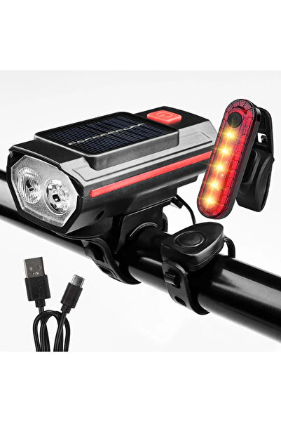 Choice3 مصباح أمامي خلفي يعمل بالطاقة الشمسية للدراجة مع بوق 120 ديسيبل من ال...