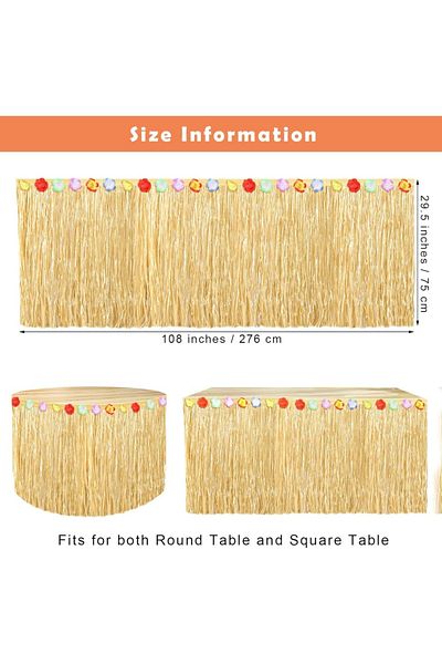 Choice 75x275cm 29.5x108 Inch Hawaiian Table Skirt for Tropical Hawaiian Party Decorations Luau Party Costu
