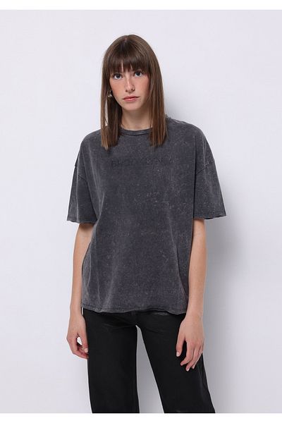 Colin's Tricou cu mânecă scurtă, antracit, cu decolteu rotund, cu imprimeu