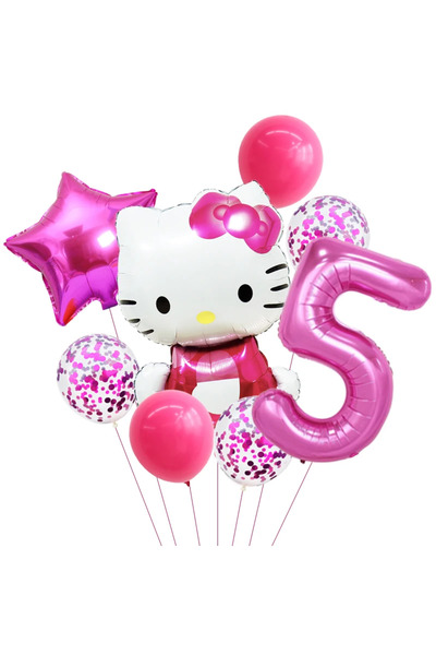 Miniso 1 set 8 pcs 8pcs Hello Kitty Foil Balloons Set Anime Cat Confetti Latex Balloon Kids Birthday Party
