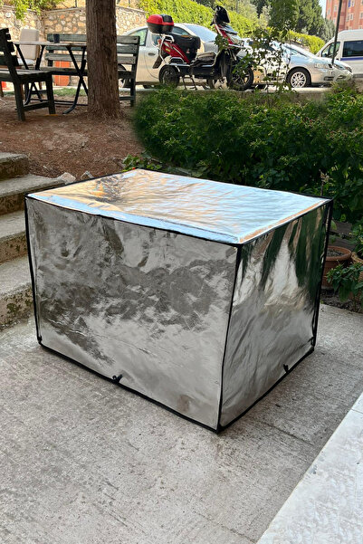 KAŞIKBEY GÜMÜŞ GRİ Güneş Su Geçirmez 80X60x80 Cm Bahçe Masa Sandalye Mangal Barbekü Koruma Örtüsü Branda