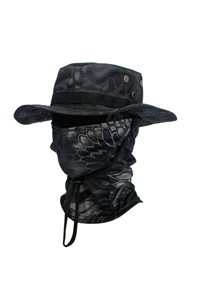 Choice قبعة بالاكلافا مموهة باللون الأسود من جلد الثعبان مقاس 60، مناسبة للصي...