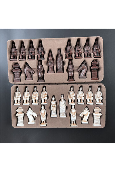 Choice 1 set Large Imitation Ancient Chess 3D Terra-cotta Army Resin Chess Pieces to Do Old Treatment Leath