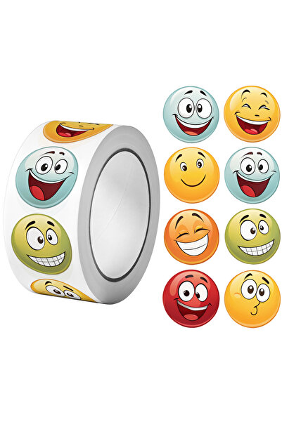 Choice1 RO006 500Pcs/Roll Cute Funning Face Paste Sticker 2.5cm/1.0'' 16 Desi...