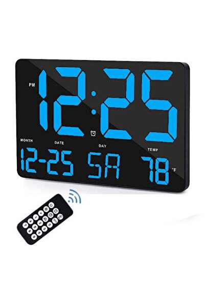 VTM Digital Table and Wall Clock, Blue LED, Calendar, Temperature, Alarm, Snooze, 25x16cm