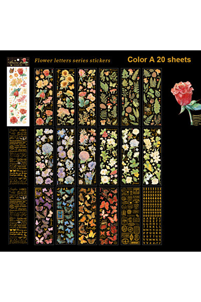 Choice Color A 20 Sheets Transparent Flower Stickers PET Vintage Plants Stick...