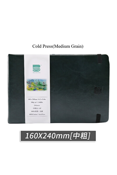 Choice دفتر باوهونغ أخضر 16×24 سم، 24 ورقة، ألوان مائية، سفر، جلد، غلاف كتان،...