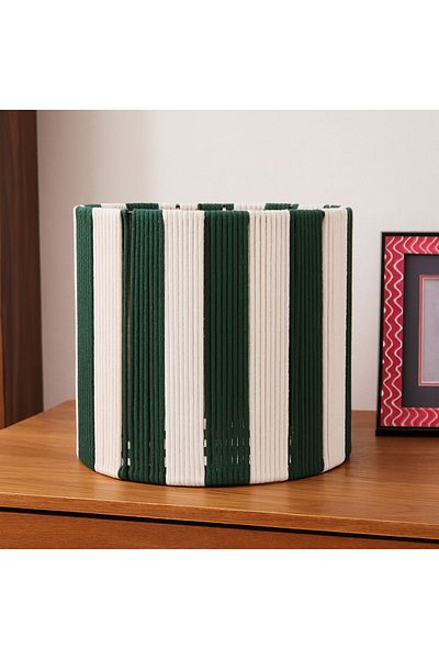 Simple Living Nautical Fun Cylinder Decorative Basket - White / Green - 30X30 cm