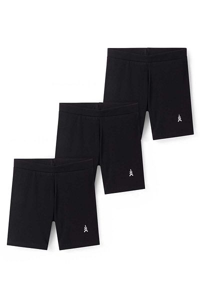 Pine kids Cotton Lycra Knit Above Knee Length Solid Colors Cycling Shorts Pack of 3 - Black