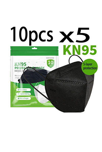 Choice1 kc-Black-50pcs 50/100pcs Black and White Masks Adult KN95 Masks Facia...