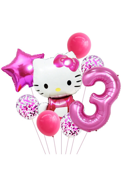 Miniso 1 set 8 pcs 8pcs Hello Kitty Foil Balloons Set Anime Cat Confetti Latex Balloon Kids Birthday Party