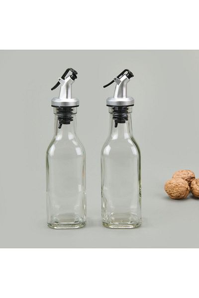 MATMEL Set of 2 Glass Oil Vinegar Jars - Transparent - 200 ml