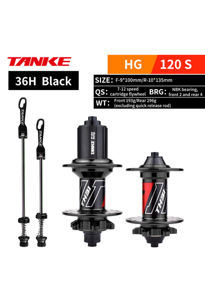 Choice محور دراجة جبلية 36H Black QR TANKE 120 Click، 6 أسطوانات محمل NBK، لد...