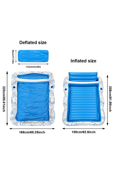 Choice Blue 1pc Blue White Tropical Beach Float Inflatable Pool Lounge with Palm Leaf Design Durable PVC Ma