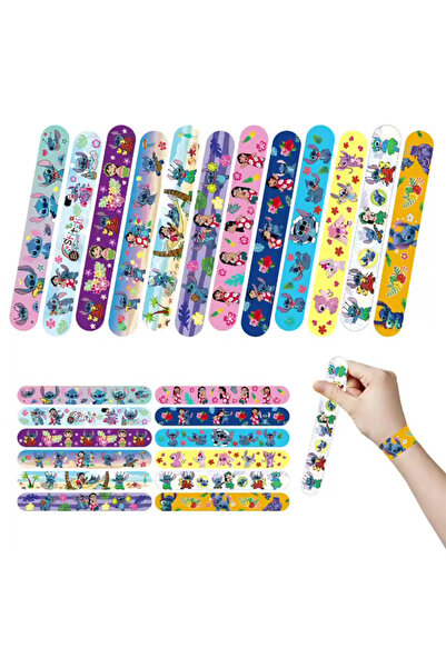 Miniso 12pcs Slap Bracelets Disney Stitch Lilo Party Favors Stamps Slap Bracelets Stickers Goodie Bags Keyc