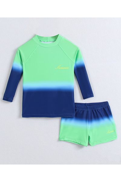 SAPS Solid Two Piece Swimsuit - Green/Blue