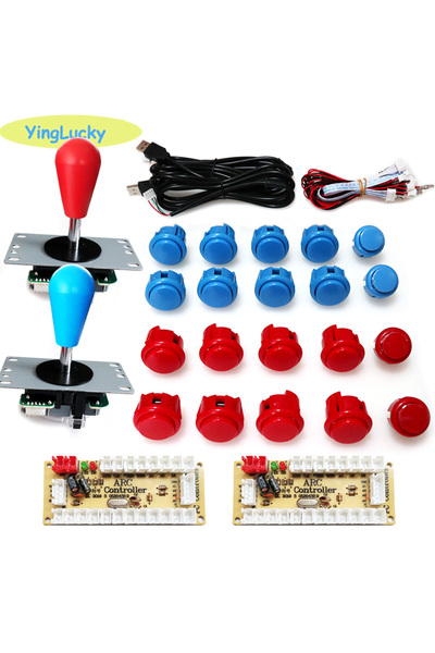 Choice 2 player--red-blue 2 Player Arcade Zero Delay Kit USB Encoder for PC Raspberry Pi SANWA Push Button