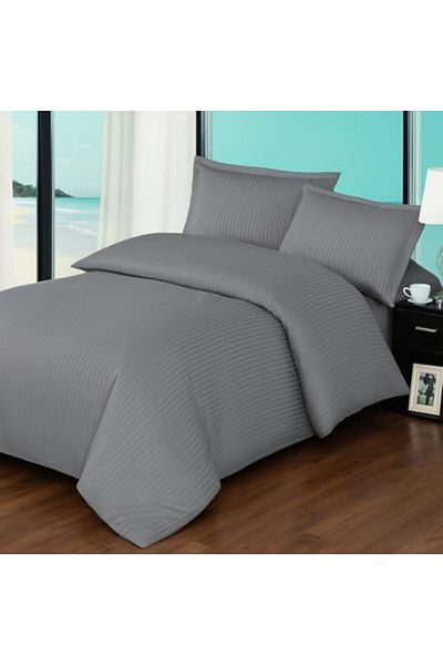Generic Umeema Super Soft Cotton 4 pcs Single Size (160 x 210 cm) Striped Duvet Cover Set, Fitted bed sheet