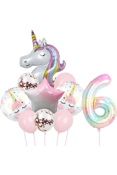 Choice بالونات يونيكورن أخرى 6 قوس قزح يونيكورن بالون رقائق معدنية 40 بوصة مو...