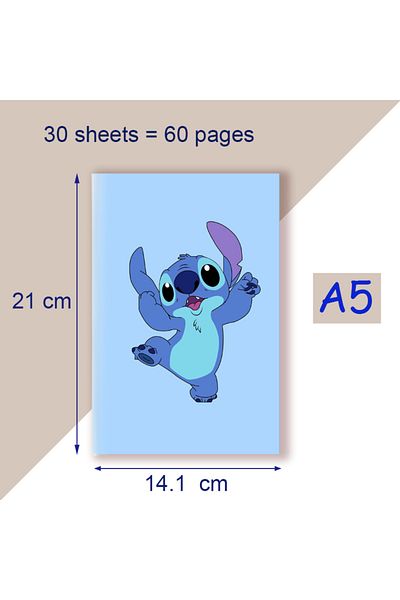 Miniso Blank Pages 4 A5 Notebook - Lilo & Stitch -Disney Stationery Note Book Writing Diary Journal Anime F
