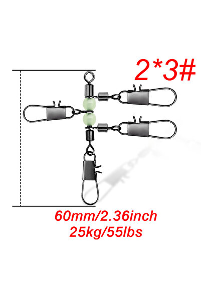 Choice 2x3 FishTrip 3 Way Swivels 10 قطع T Shaped Cross Line Swivel مع حبات م...