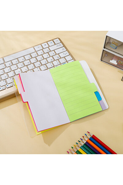 Choice 1pc Index Divider Sticky Notes, Tabbed Self-Stick Lined Note Pad, 60 Ruled Notes, Assorted Neon C...