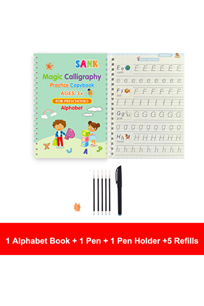 Choice مجموعات الأبجدية، دفتر تدريب سحري، قلم، أطفال ما قبل المدرسة، خط، نسخة إنجليزية، مجاني، Wipi