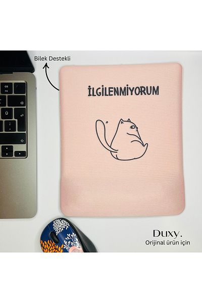 Duxy Witty Cat Wrist Supported Mouse Pad, Non-Slip Base, Comfortable and Soft Mousepad for Home Office and Gaming