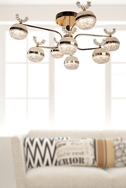 Begüsa Lord Ledli 8.Li Avize Gold Kaplama