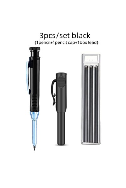 Choice مجموعة من 3 أقلام رصاص ميكانيكية صلبة مقاس 2.8 مم باللون الأسود مع غطا...