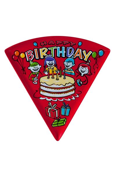OEM Farfurie triunghiulara Gemma, Seria Birthday, 22.5 x 22.5, rosu