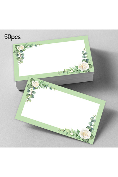 Choice 9x5.4 سم أخضر 50 قطعة، بطاقات رسائل فارغة على شكل زهرة خضراء، بطاقات ج...