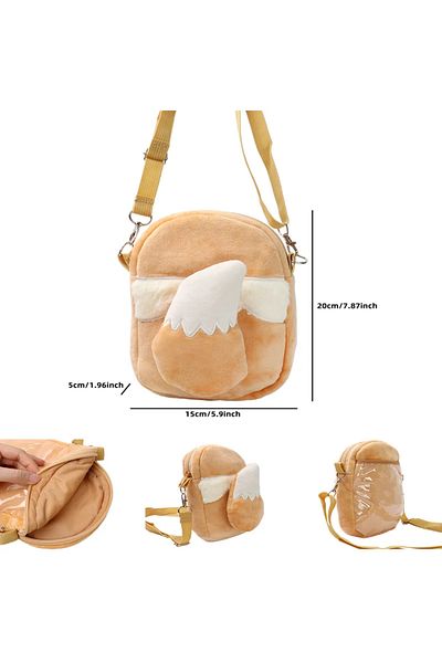 BANDAI Eevee bag Gengar Mimikyu Snorlax Rowlet Lucario Charmander Plush Backpack Pokemon Anime Shoulder Bag