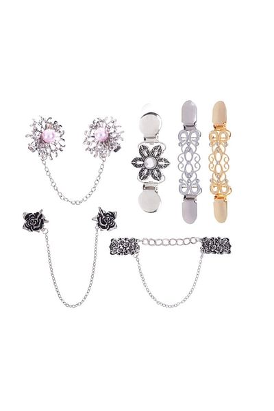 Choice Set 6pcs/Set Vintage Sweater Shawl Clips Flower Cardigan Dresses Shirts Collar Brooch Clips Cinch Cl