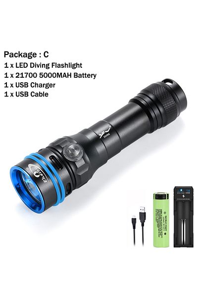 Choice Lithium Ion Battery White Light Package C Ekaiou 3000 Lumens Super Bright SFT40 LED Diving Flashligh