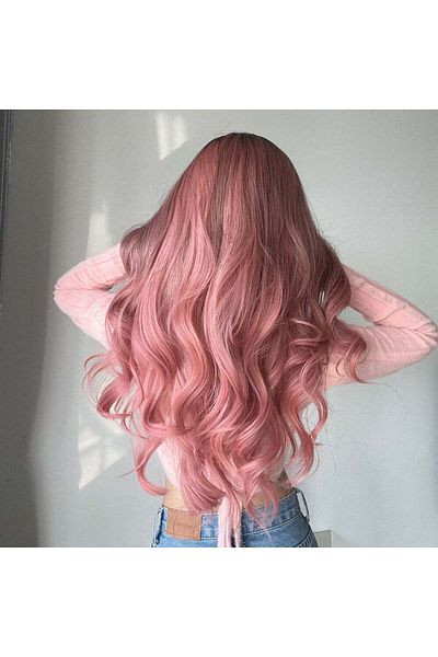 WildFashion Pink wig with long wavy hair PER89-5