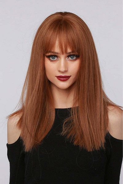 WildFashion Light-brown wig, long bob style with bangs PER111-8888
