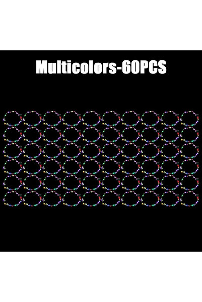 Choice13 إكليل زهور متعدد الألوان - 60 قطعة، 60 قطعة، إكليل زهور مضيء بـ 10 م...