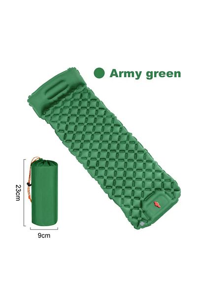 Choice Army green Outdoor Camping Inflatable Mattress Ultralight Air Mat with Built-in Pump Hiking Sleeping