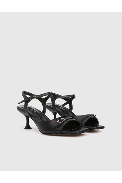 İLVİ Maura Genuine Leather Black Women's Heeled Sandals