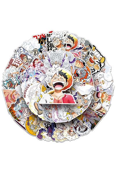 BANDAI 50PCS 50pcs One Piece Anime Luffy 5 Gear Stickers Guitar Motorcycle Luggage Suitcase Waterproof Cart