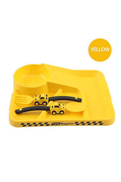 Choice1 مجموعة أطباق طعام للأطفال باللون الأصفر، أطباق شفط، أدوات مائدة جمالية
